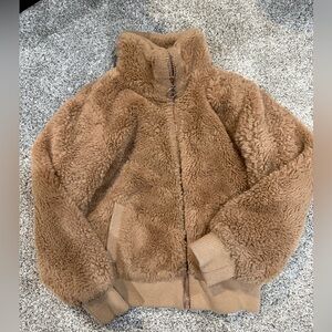 Cozy Brown Sherpa Jacket girls 7/8